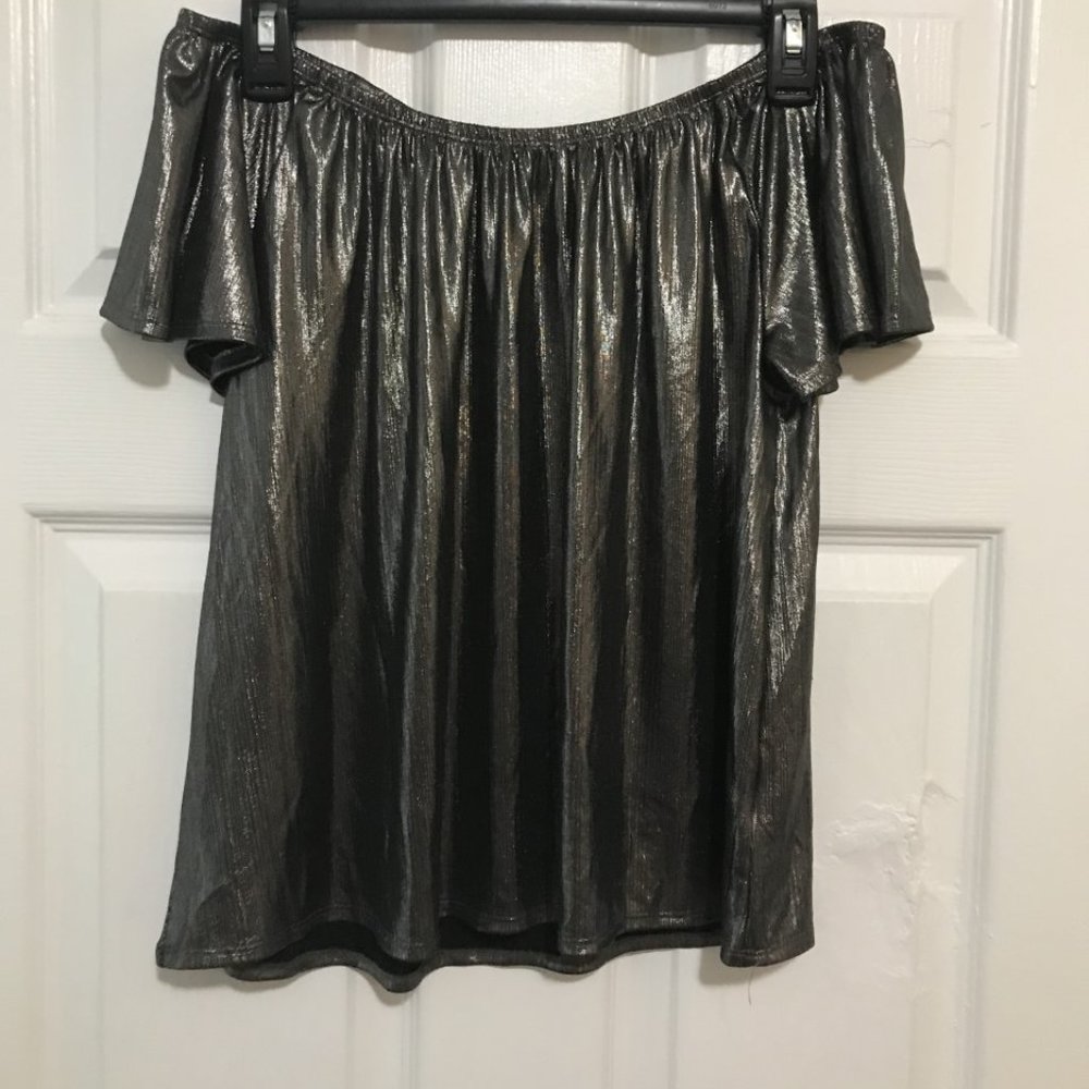 Gold Shimmer Off-The-Shoulder Top